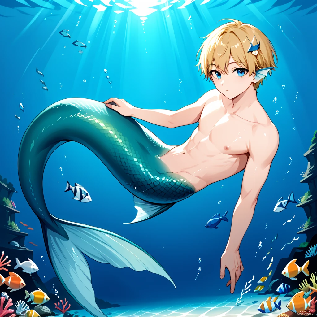 (merman men)、delicate、15 years old、sandy beach