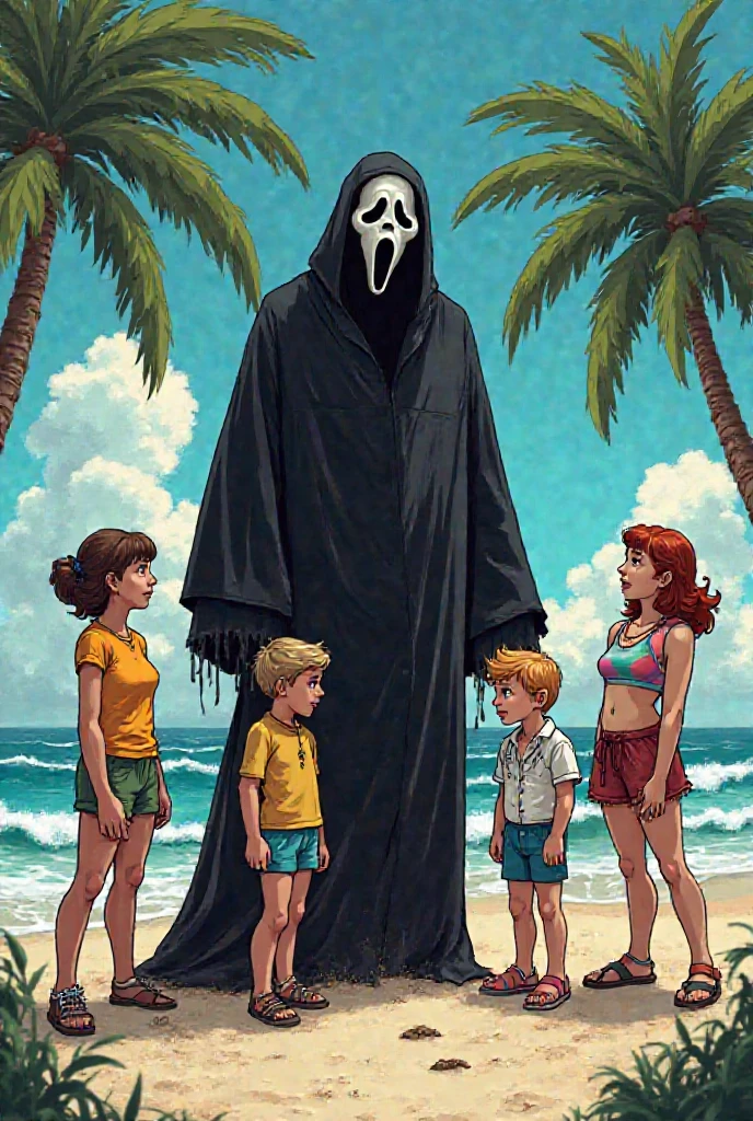 Ghostface from the horror movie scream meets Gilligans Island cartoon