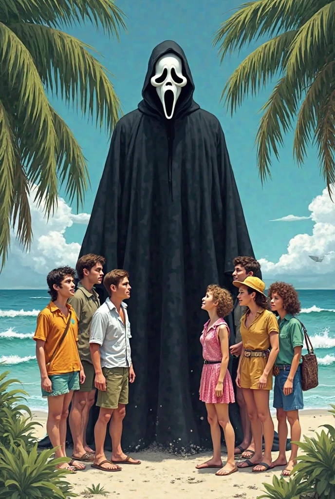 Ghostface from the horror movie scream meets Gilligans Island cartoon