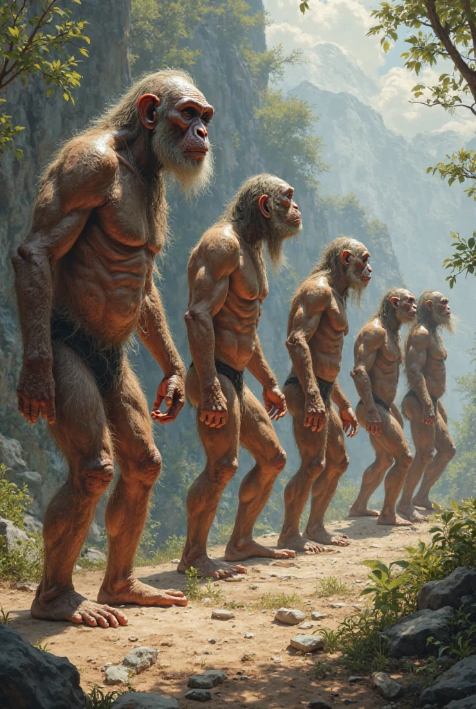 Drawing of all phase of evolution of man woth background