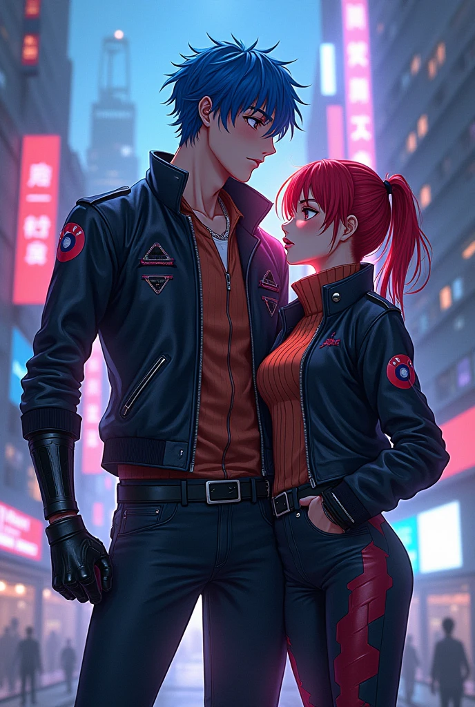 one with red hair, smoking a cigarette, com cropped preto, wide cargo pants, e piercing no septo
