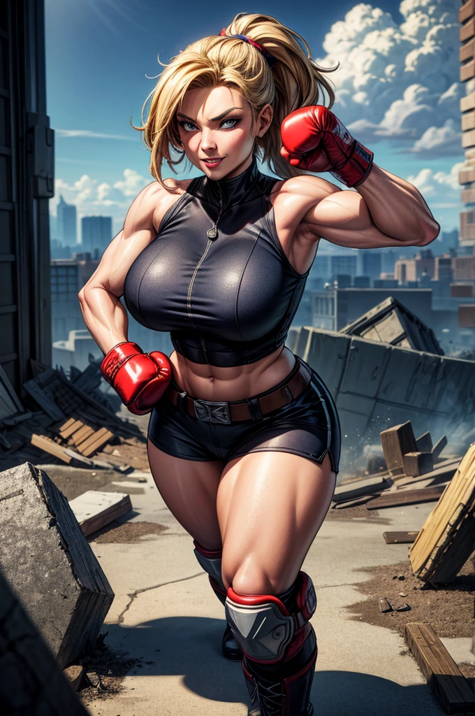 best quality, ultra high res, photoshoot, (photorealistic:1.4), 1girl, caucasian, bodybuilder girl, big breasts, big , muscle girl, 
a bodybuilder woman is throwing a punch in an mma ring in a gym, a portrait amouranth, anna nikonova aka newmilky, wearing a tight white shirt, abs exposed, with red hair and blue eyes, (light brown hair:1), looking at viewer, cute, detailed eyes, detailed face, collar, looks dangerous, large breasts, realistic, mma gloves, blood on mat, blood on fence, very excited, bob cut, muscular arms, muscular abs, muscular shoulders, muscular legs, muscular back