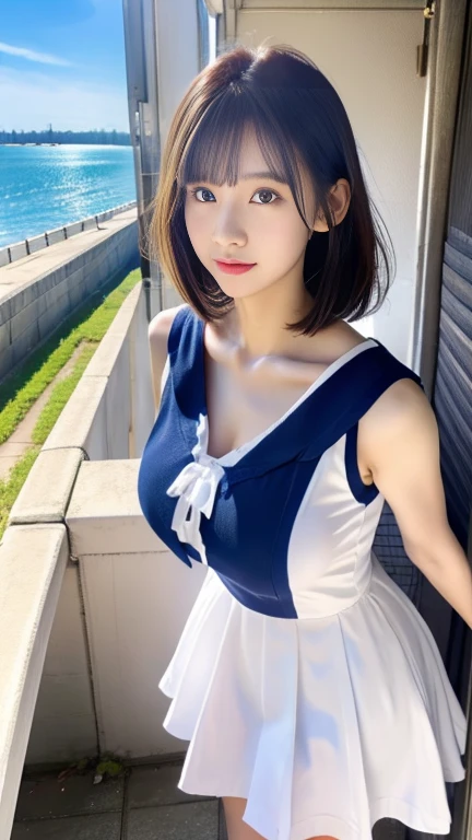 (highest quality:1.5)、(Realistic:1.5)、(1 person:1.5)、(Upper Body:1.5)、Very detailed、High resolution、8k wallpaper、、Small breasts、Natural color lips、Cute Smile、Japanese women、20-year-old girl、Beautiful and elegant face、Perfect and beautiful face、Big eyes、Brunette eyes、Beautiful and elegant face、Natural double eyelids、Natural Bangs、Beautiful thin nose、Beautiful Skin、Chestnut Hair、Medium Bob Hair、Short Hair、Natural Bangs、Perfect and beautiful face、Slim face and figure、(Looking at the camera with a cute expression)、Bright lighting、Professional Lighting、Forward lighting、Cute Smile、Summer blue sky、Grass park on the mountain、Look at the viewers、Low-angle composition、(Staring at the camera with a cute expression)、(Lighting the face)、Bright lighting、Professional Lighting、Forward lighting、Cute Smile、Beautiful clavicle、Beautiful feet:1.2、Smooth Skin、Beautiful cleavage、Floral Dresit on the grass、wariza, Put your hands on your thighs、Beautiful thighs、Sit down、Leaning forward、Shots from low angles、Girl sitting、seiza、High heels、