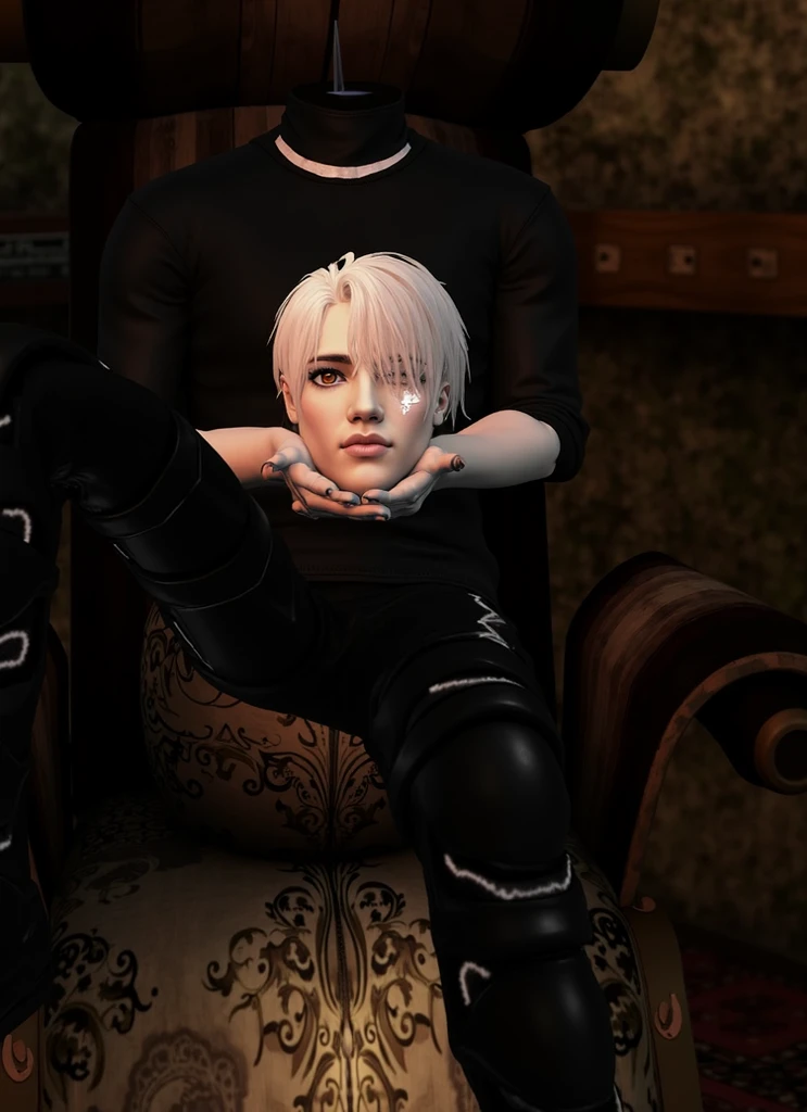blonde woman giving a handjob to a boy sitting in the living room while they stare at her passionately