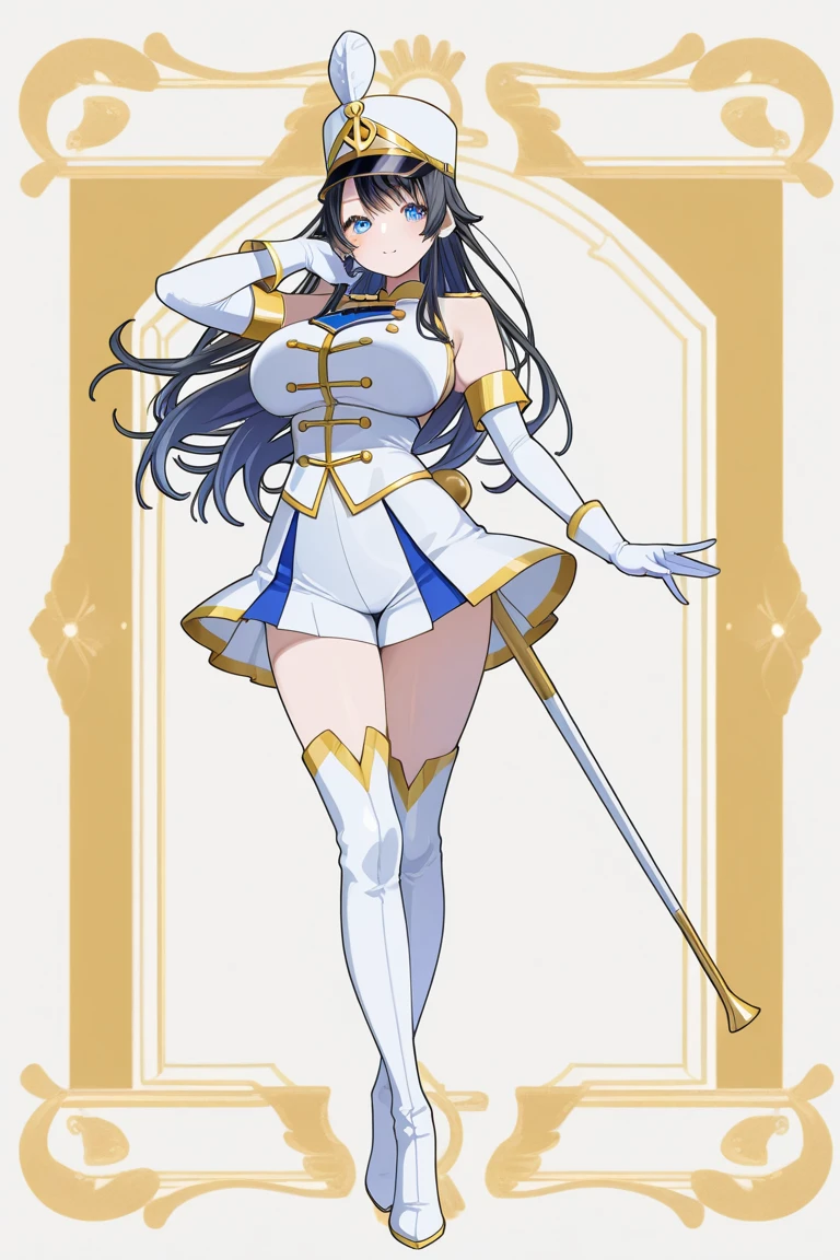 (stand posture), cute eyes, adult woman,, solo, high fantasy outfits, ((white background)), (full body), precure costume
