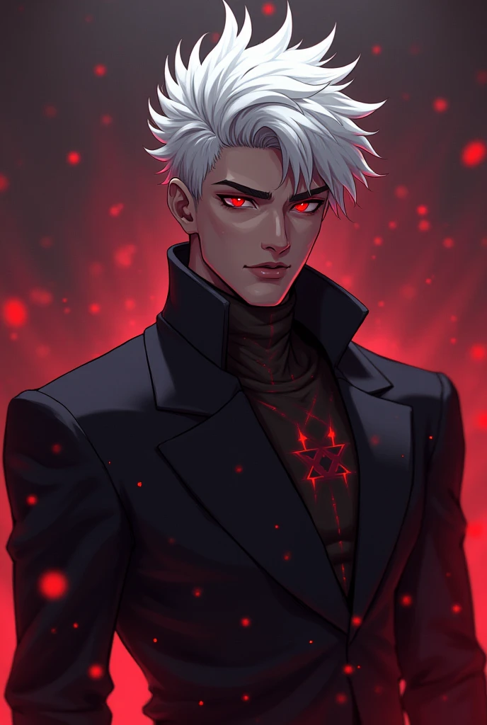 a white man 25 years old, gray hair, evil, earrings, red eyes, surrealism, surrealism, cinematic lighting, grey hair, evil, earrings, red eyes, panorama, bokeh, Surrealism, Surrealism, Futurism, cinematic lighting, panorama, Canon, anime style, HD, HD, masterpiece, textured skin, full body, high camera