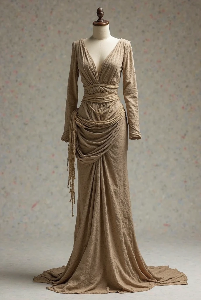 Haute Couture Fashion 1girl in (eddie:1.5) style, looking like a mummy,on a catwalk, hyper detailed, highly intricate,,,, Haute Couture Fashion, often for custom-fitted clothing, luxurious materials, or high-end design.