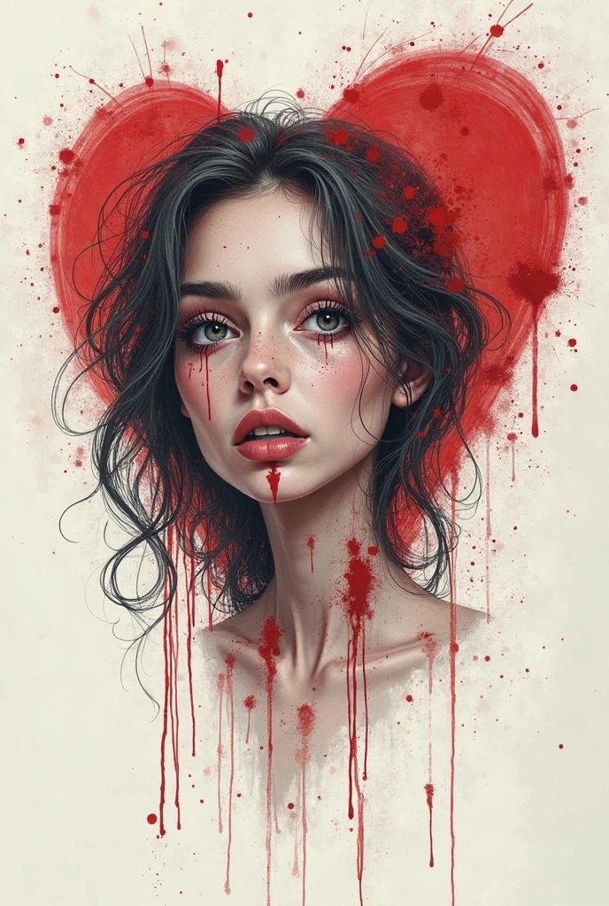 ((Alexandra Daddario)), Beautiful vampire, bared fangs, blood-covered river as background, watercolor style smear, art, dramatic lighting, David Lynch's image style, abstract expressionism, metaphysics, expressionism, golden ratio,details aesthetic octane render excellent composition natural textures 8k oil paining masterpiece canon eos r4s 50