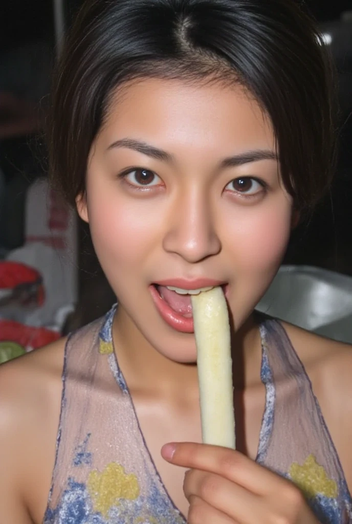 score_9, score_8_up, score_7_up, score_6_up, score_5_up, score_4_up, y asian girl, 1girl, japanese geisha, 20 years old, face close up, half body portrait, (geisha hairstyle), big brown eyes, long hair, nakide view, licking, licking balls, lg penis, flirtieasing, hand cupping breast, ((massive )), cum spilling out of mout((huge facial:2.0)) sucking cock, deepthroat, esive cumcial, nsai, flowers, plants,nematic lightings