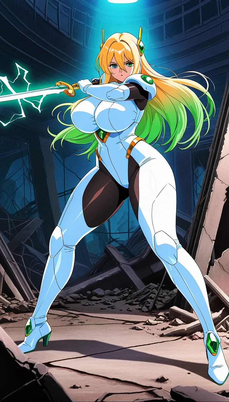 ((1Princess Zelda/Mega Man-X/Samus Aran/helmet on the head/doing exhibitionist poses/huge breasts/short mohawk hair/full body tattoos/leser cannon attached to the non-right/extremely wet/looked at the viewer with a manic smile. Background: Futuristic masmora with all wet because of rain/raining too hard inside the dungeon) Unreal Engine 5, Futuristic Style/Anime, Mortal Kombat/Mega Man-X/Super Metroid, Max Resolution/Sharpness/Quality/Detail.