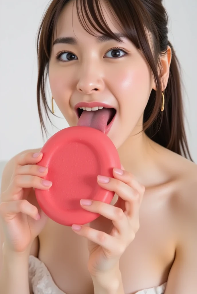 long Hair, shiny Hair, Brown Hair, nsfw, 2girls, fellatio, tongue licking,