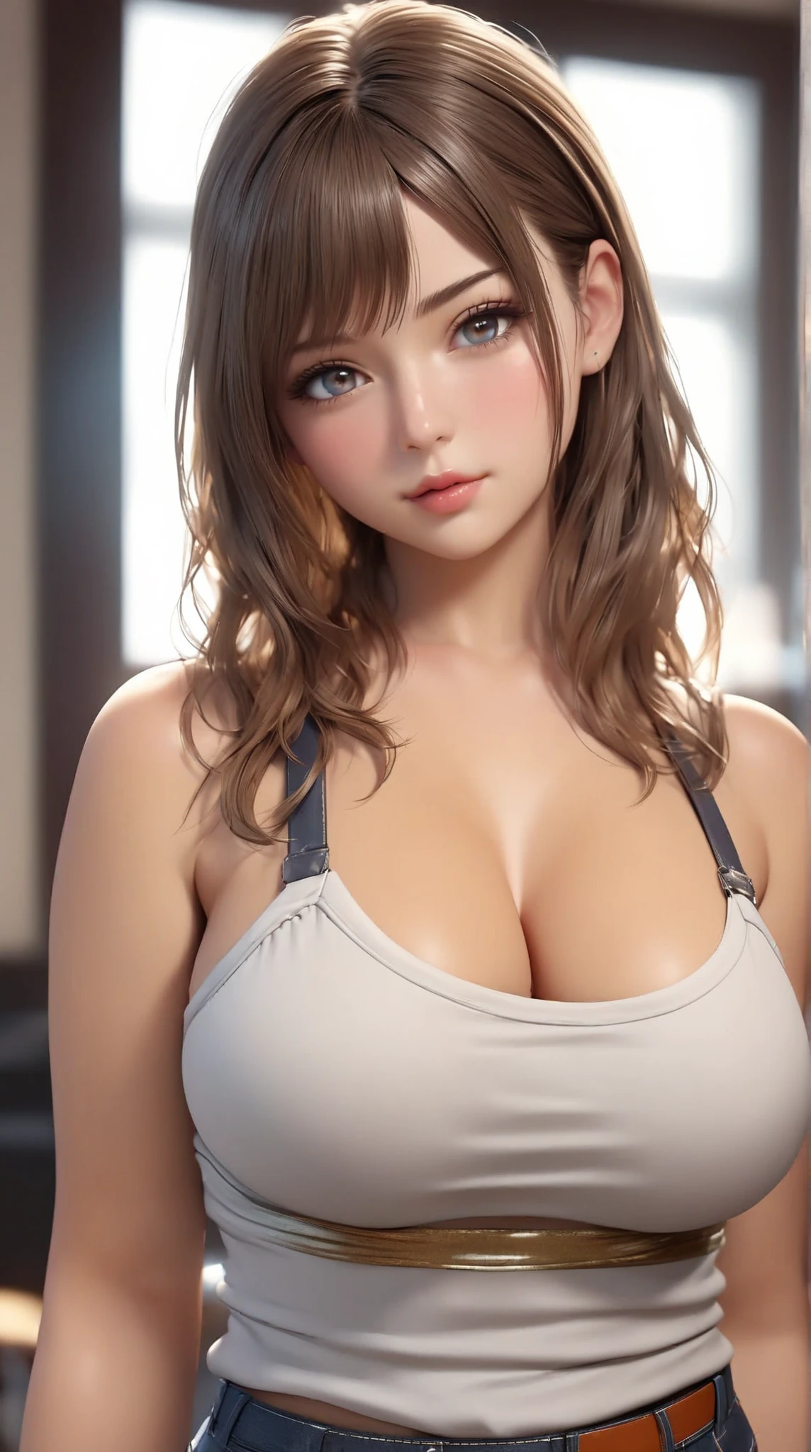 Best quality, masterpiece, ultra high res, (photorealistic:1.37), raw photo, 1girl, long hair, beautifull eyes, beautifull face, detailed eyes and face, t-shirt, dynamic lighting, in the dark, deep shadow, low key, cowboy shot