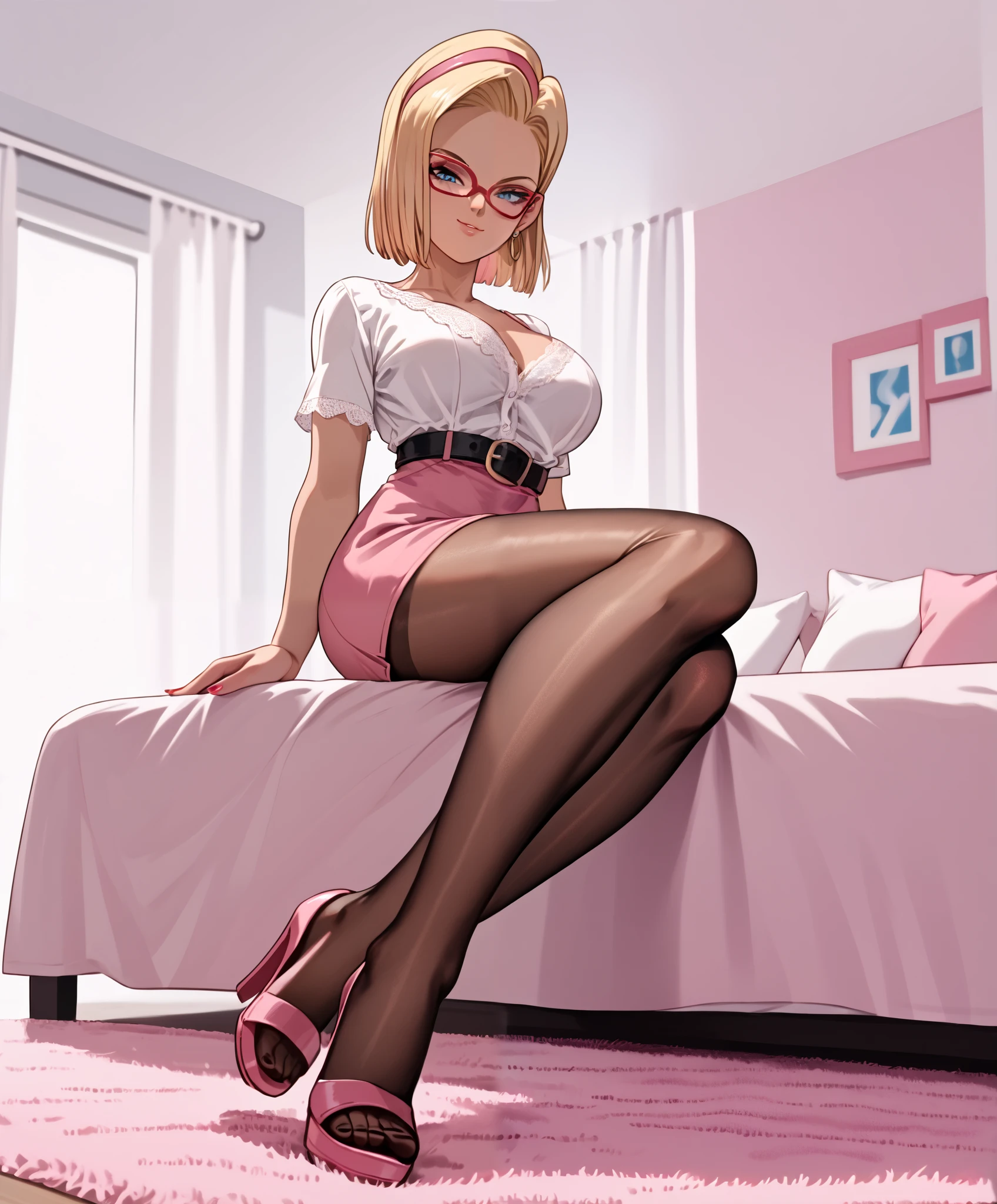 La mujer, tacones,bikini, hig heels, mar al fondo, muy detallado, Realistic long-term photography., 4k, pelo largo, blonde hair, pelo rubio, By the chestnut, labios rosas, tatuaje, tatoo, leg tatoo, sexy,pink lips, grey eyes,ojos grises, big breasts, pechos grandes, breasts, spread legs, string only micro bikini bottom