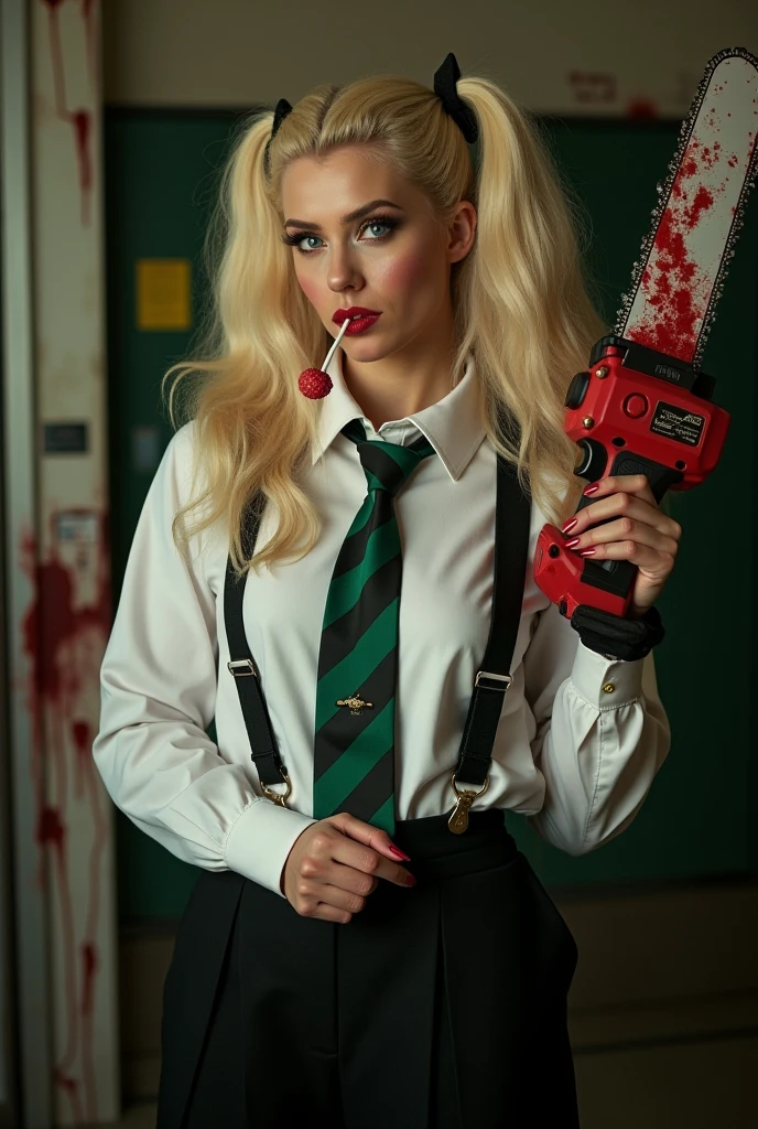 Seductive and Beautiful young woman with a soul of pure evil and hatred chainsaw. Alluring long red haired serial killer wearing a tight “Your suffering makes me wet” long sleeve pink shirt, a black pleated microskirt and black ankle high boots. Surrounded by blood and bodies. She attacks a man viciously, A bloody knife in her right hand. A sinister smile crosses her glossy red lips.(motosierra:1.4), high quality, (RAW photo, best quality), (realistic, photorealistic: 1.4), (extremely delicate and beautiful: 1.4), amazing, fine details, masterpiece, ultra detailed, high resolution, best illustration, best shadow, intricate, ( extremely intricate: 1.2), (exquisitely detailed skin), cinematic light, perfect anatomy, (cool color: 1.4), sharp focus, 8k UHD, DSLR, (Fujifilm XT3),Epic Fantasy Art Style HD, 4K fantasy art, epic fantasy digital art style, epic fantasy art style, Fantasy Woman, epic fantasy art portrait, Epic fantasy style, hyperrealistic fantasy art, hd fantasy art, Epic fantasy character art, epic fantasy art, in style of dark fantasy art, epic fantasy digital art, (estilo cinematográfico :1.4), (efectos cinematográfico :1.4), (colores cinematográfico)