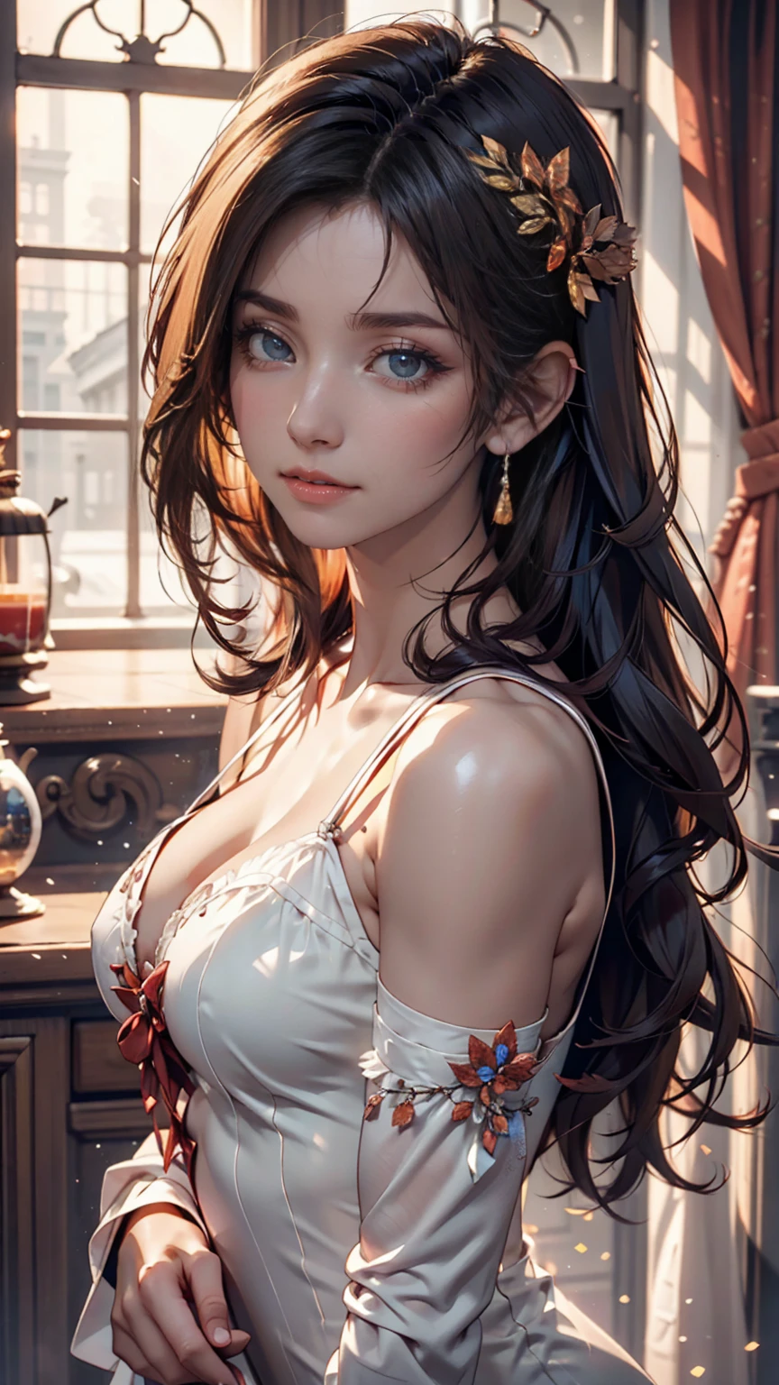Korean,Realistic, masterpiece, Final details, photo Realistic, Exquisite detail, Octane Rendering, 8K, One girl, Perfect face, Beautiful Face, nswf Japanese, Trough Reference, Hair Details,, black bow, black gloves, Black Legs, blue eyes, Blue Hair, bow, clavicle, dress, Drill Hair, Frills, Frills, gloves, Gwen, headdress, High resolution, Long Hair, Part your lips, Puffy sleeves, Purple eyes, smile, alone, white dress, Oilskin,Sexy proportions、mature female body、erotic、adult、White inner color、