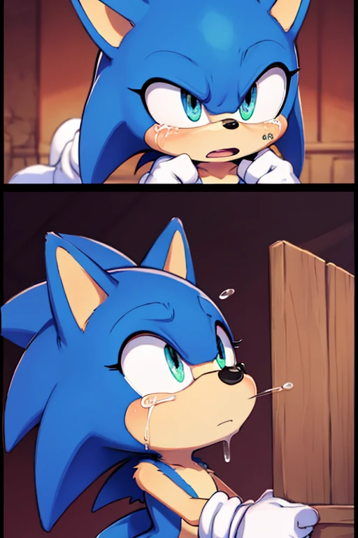Miles Tails Prower is shota male with yellow fur with blue colour eyes and have ,naked with body trembling and satisfied face, a small dick, and is a character from sonic hedgedog 2 , sonic have blue fur are fuck Miles Tails Prower