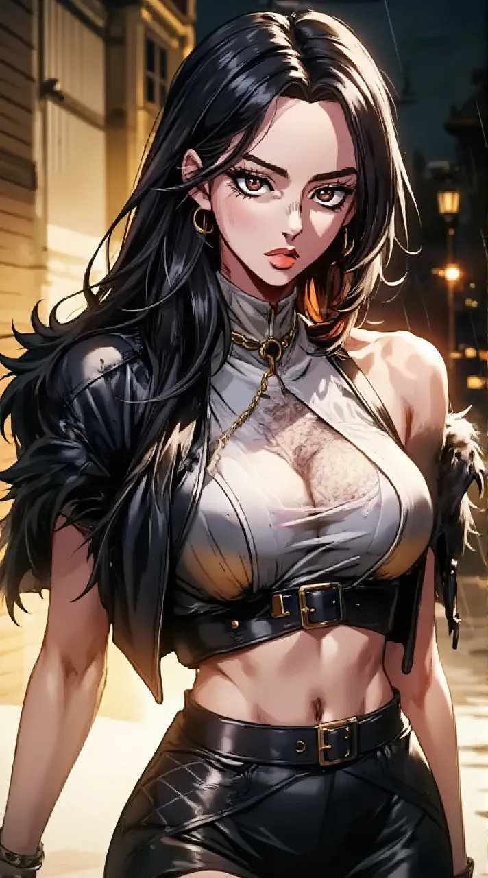 1girl, solo, lust \(fma\), licking lips, large breasts, evil smile, smile, blush, lipstick, fur trim, mature female, gloves, fur-trimmed coat, outdoors, rooftop, cityscape, building, railing, night, night sky, scenery, city lights, lipstick, masterpiece, best quality, highly detailed, a girls with a gun, evil smile , open mouth, sexy gaze, badass
pose , evil smile, smile, , guns blazing, anime girl with long hair, beautiful long
haired girl, navel, evil expression, exposed belly, exposed navel, exposed midriff, exposed lower belly,
long black pants, crop top, cleavage, unbuttoned leather pants ,open fly, low rise black leather pants,
leather jacket, holding a gun,navel piercing