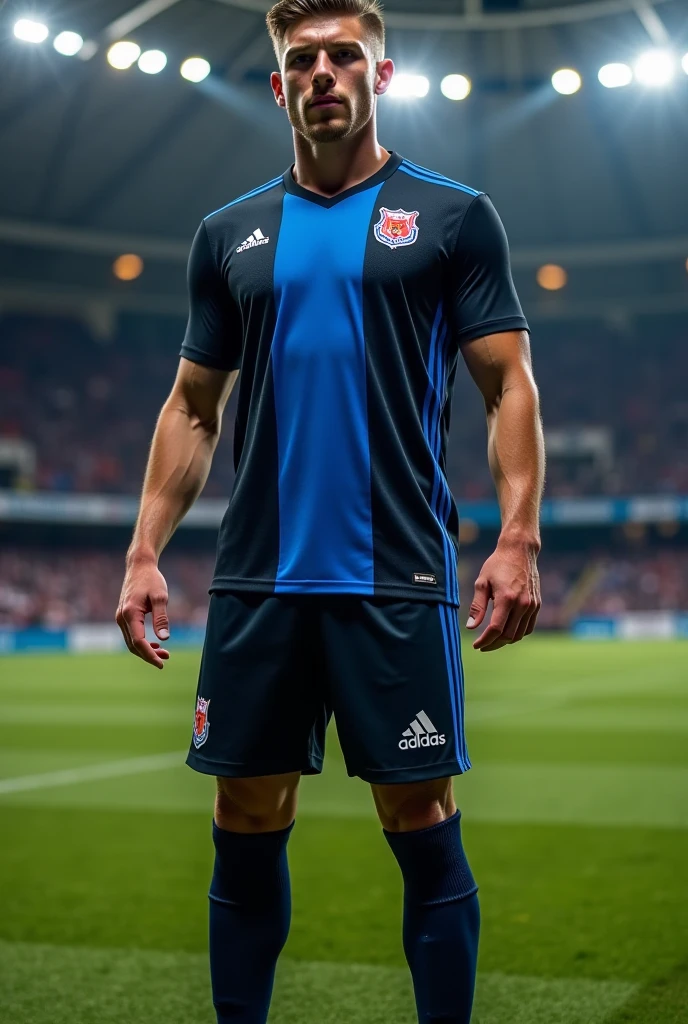 Make me a soccer uniform with a design that the colors are black with pink and gold details