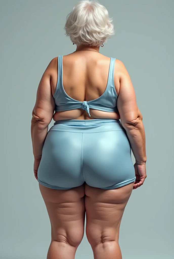fat ssbbw curvy bottom heavy pear shaped wide hiped british women, 30 brunette, they are standing together near the pool, they are wearing tight low waisted leggings, and short sleeved button up hawaiian shirts, view from behind