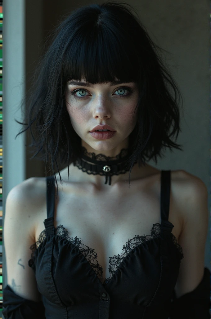 girl short black hair bangs emo sexy nude ass