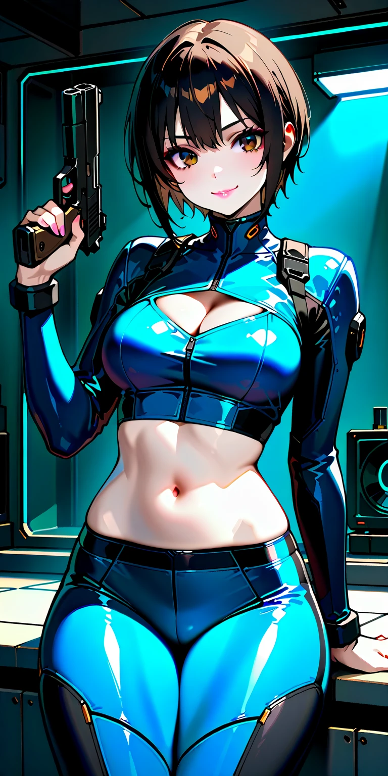 woman,20-year-old,,city,night,Bodysuits,(Harada Makoto),open mouth smile