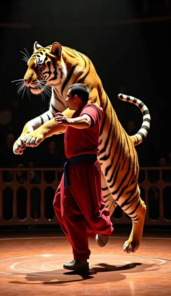high quality,ultra-detailed,tiger fighting scene,Narendra Modi punching tiger's face and roaring,tiger shroff fighting back,strong punches and kicks,tiger's fierce expression,dynamic action,fast-paced,martial arts moves,Narendra Modi's determined face,tense atmosphere,explosive power,stunning visual effects,thrilling fight sequence,slow motion shots,epic battle,high-octane energy,dramatic lighting,action-packed, intense face-off,adrenaline-pumping,artistic choreography,incredible stunts,breathtaking acrobatics,grandeur and majesty,heroic poses,mesmerizing fight scenes,cinematic masterpiece,exceptional attention to detail,realistic rendering,vivid colors,immersive experience