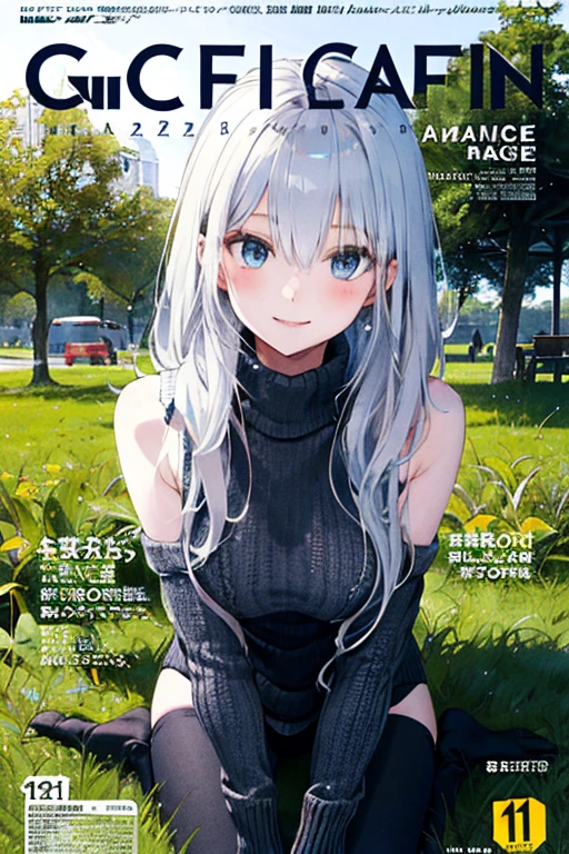 (masterpiece:1.4、top-quality、illustration)、(character focus、,cowboy shot:1.3)、(from below:1.4),(1girl),(grin:1.3),(Beautiful eyes:1.4),cute face,blue eyes、(tareme:1.3)、(cat ears,cat tails),
),(squatting:1.4),、(hand on own eyes:1.4)
(blue grey hair),(long hair:1.5)、
,(meadow:1.3),(sleeveless turtleneck dress:1.5),
(blunt bangs),(sidelocks:1.3), (small breasts)、
、slender、