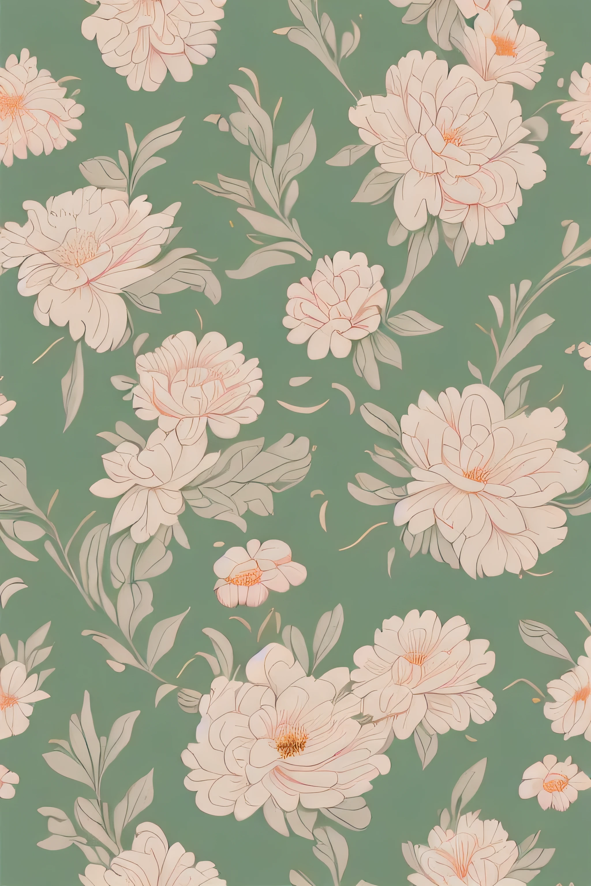 a close up of a flower pattern on a green background, floral pattern, floral wallpaper, flowery wallpaper, flowery, ornate floral, pastel flowery background, wallpaper pattern, dark flower pattern wallpaper, floral!, wallpaper design, flower background, floral dream, floral background, beautiful wallpaper, flower, floral motives, floral renewal, vintage muted colors, outline bold