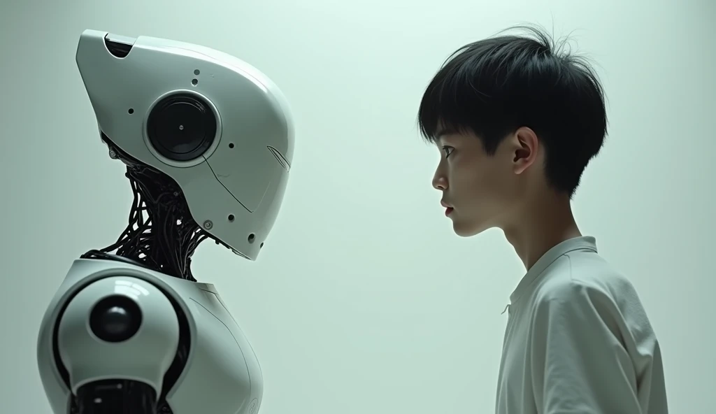 A white boy with black hair who seems to know a lot about technology. 3d cartoon style with big head and big eyes