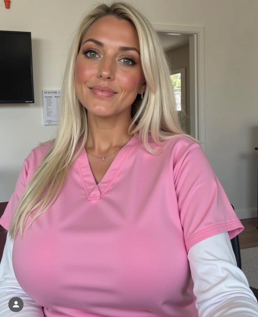 Nurse huge breasts blonde hair inside the hospital