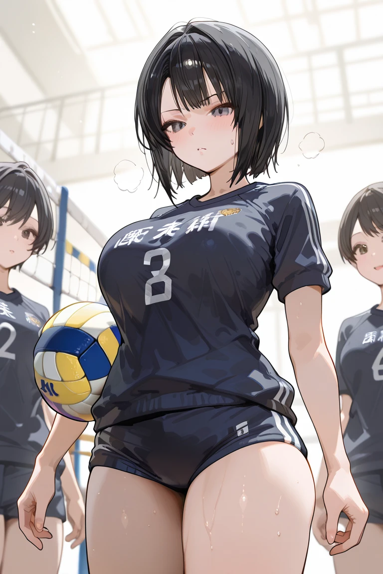 (Cute eyes:1.2), (Sparkling eyes:1.2),(Beautiful Eyes:1.2), Highest quality,wonderful,finely,Highly detailed CG Unity 8k wallpaper, (The three of them lined up and hugged:1.3),(Caressing the pussy:1.5),(Three people with different heights:1.5), (Three Girls, Volleyball Player, Skinny body, Dressed), (Huge breasts), (Open your mouth:1.1),(Black knee socks:1.3),(Thighs:1.3),(Waistline:1.2),(Matching white volleyball uniforms:1.2),(From behind:1.2),(Beautiful eyes:1.2),(Different hairstyle),(Seniors and Juniors:1.3),(All three have different eye colors:1.5),(All three have different skin colors:1.5),(Thighsまで隠れるニーソックス:1.2),(Very short pants:1.3),Upper Body,(Players' Dressing Room:1.3),(Japanese Representative:1.3)
