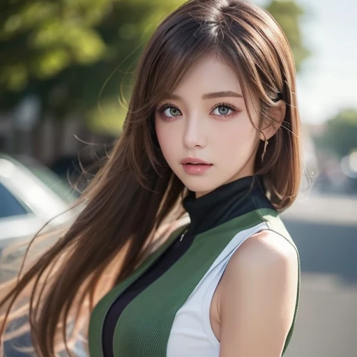 mechanical suit、redhair、Green eyes、poneyTail、束缚,gargantilha,nsfw,((top-quality、8k、masterpiece:1.3))、Crisp focus:1.2、(layers-Cut、huge tit:1.2),Beautiful woman with perfect body shape:1.4、Highly detailed facial and skin texture、A detailed eye、二重まぶた,Longhaire