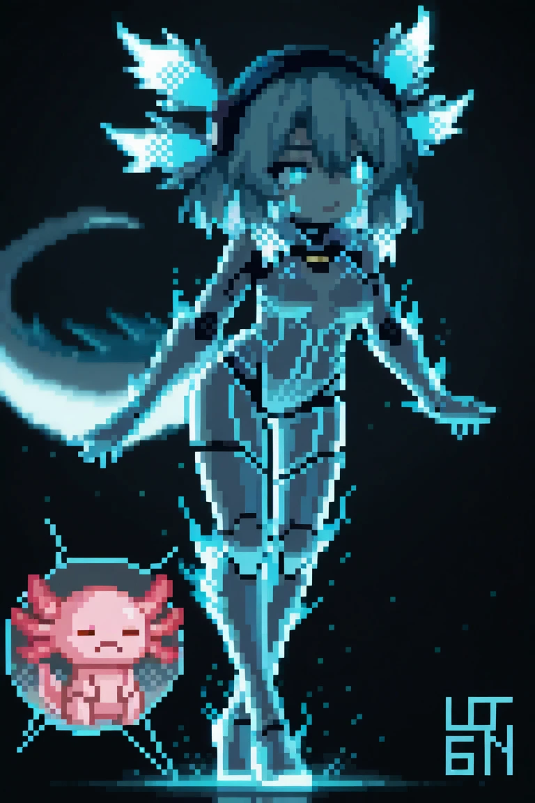 Blue hair， Spidey， （tmasterpiece， top-quality， best qualityer）， pix， pixelart， 1girll， （best qualityer：1.3），（tmasterpiece：1.1），（illustratio：1.2），（ultra - detailed：1.2）