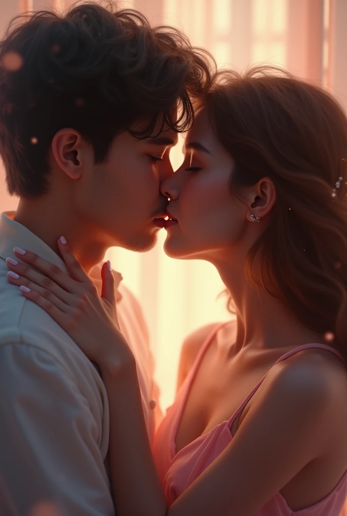 a cute leady kissing with someone