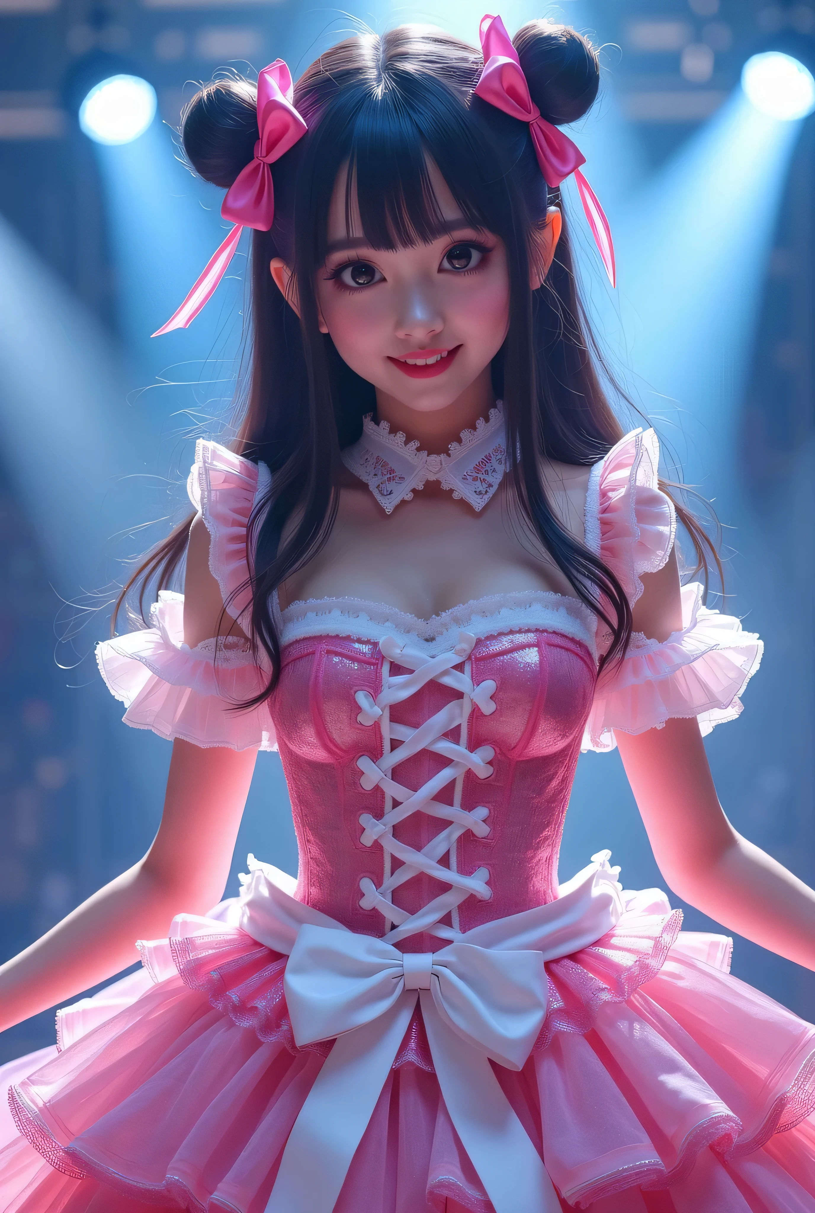 A close up of a woman in a pink dress on stage - SeaArt AI