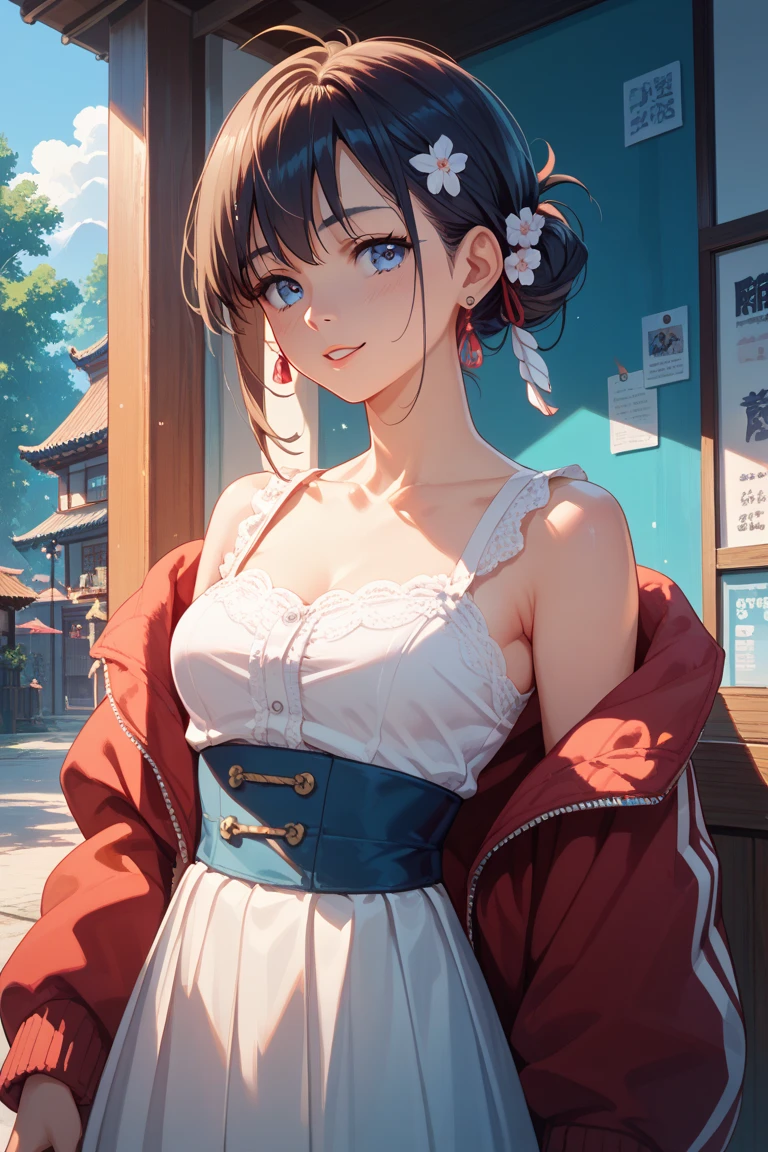 Masterpiece: 1.2, Best Quality), Realism, (Real Pictures, Rich Detail Detail, Depth of Field), (1 Girl, Solo), Makeup, Cleft Lip, High Detail, Perfect Face Shape, (: 1.4), (Skin Dents), Thick Thighs, Broad Buttocks, Thin Waist, High, Coral, Red Lips, Red Eyes, Ponytail (Girl Playing Badminton, Light Tulle, Tulle Clear White Long Dress), (Sweat: 1.2), (Wet), Sexy, Blushing, (Shy Expression, )