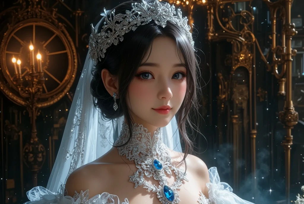 (masterpiece,best quality,ultra_detailed,FULL HD,absurdres:1.2),elaborate scene style,dreamlike,ultra-realistic mix fantasy world,mixes realistic and fantastical elements,magic effect,close up,
beautiful detailed face,beautiful detailed eyes,32k,prefect body,prefect face,
white nine-tailed demon,auspicious,Phoenix,dragon,dragon and phoenix,see-through,gothic_lolita,a woman in a ballgown posing for a picture,frills,lace,short sleeves,choker,lace gloves,necklace,woman wearing a gothic outfit,wearing a ballgown,
[armor|dress],mage,( ground:(magic circle, casting a spell, swirling magic, light particles)),dynamic light,goddess,ice blue eyes,tri tails,elegant,sin rays,dark,outdoors,red,fire,
(((god's sword))),(full body:1.4),(layered images:1.2),merged visuals,evocative storytelling,dreamlike atmosphere,creative blending,thought-provoking composition,
delicate,beautiful,elemental,ethereal,pure,abyssal,intricate,surreal,exposure blend,medium shot,bokeh,(hdr:1.4),high contrast,(cinematic, white),(muted colors, dim colors, soothing tones:1.3),low saturation,(hyperdetailed:1.2),(noir:0.4),
(stochastic angle, stochastic pose,stochastic action),cleavag,exposed,(perfect large breasts),tall breasts,
luxury,jewelry,ornate,necklace,bracelet,hairpin,embroidery,
reflection,ray tracing,aura,throne,charming,alluring,seductive,erotic,enchanting,
<lora:add-detail-xl:1.5>,