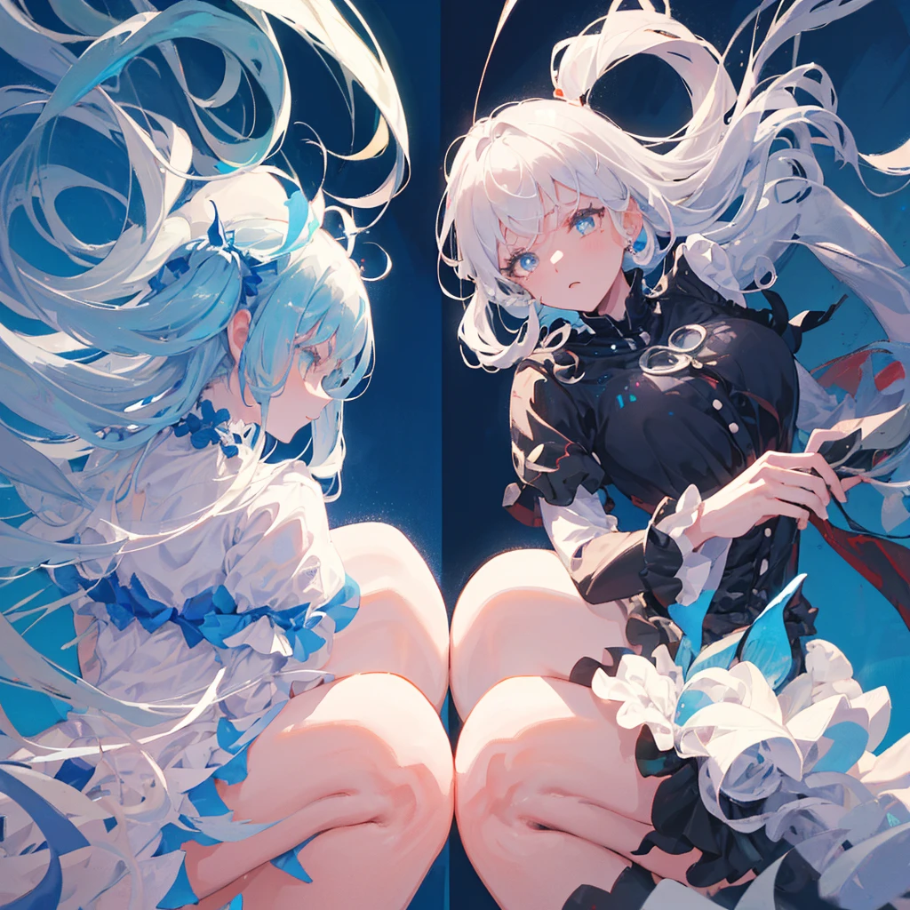 Yin and yang, two young girls, twins