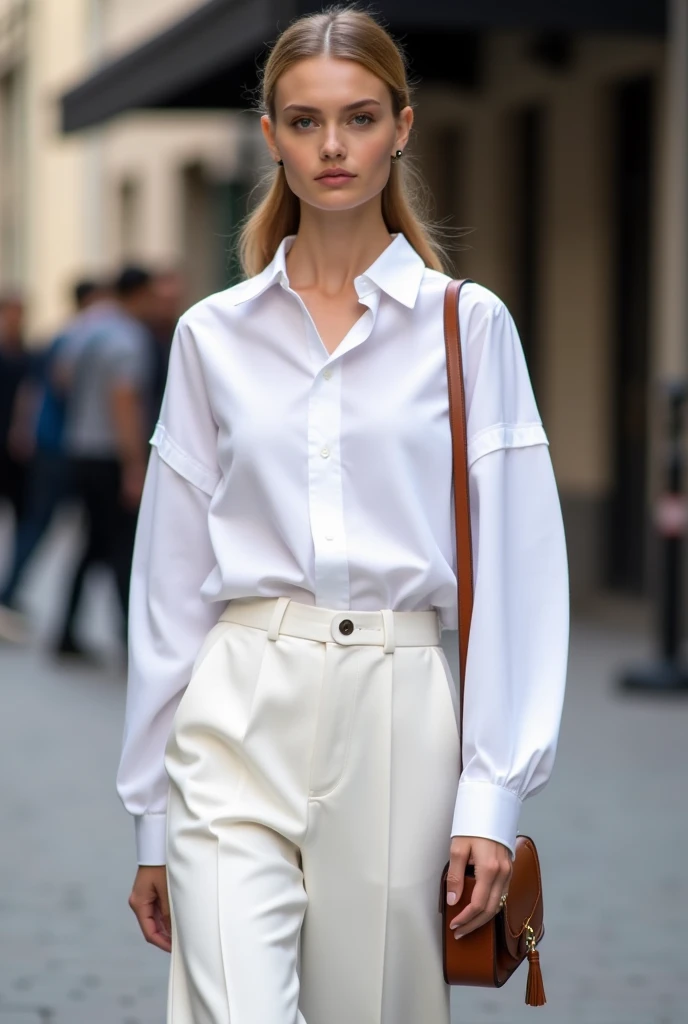 Taylor Marie Hill wearing linen clothes and smiling