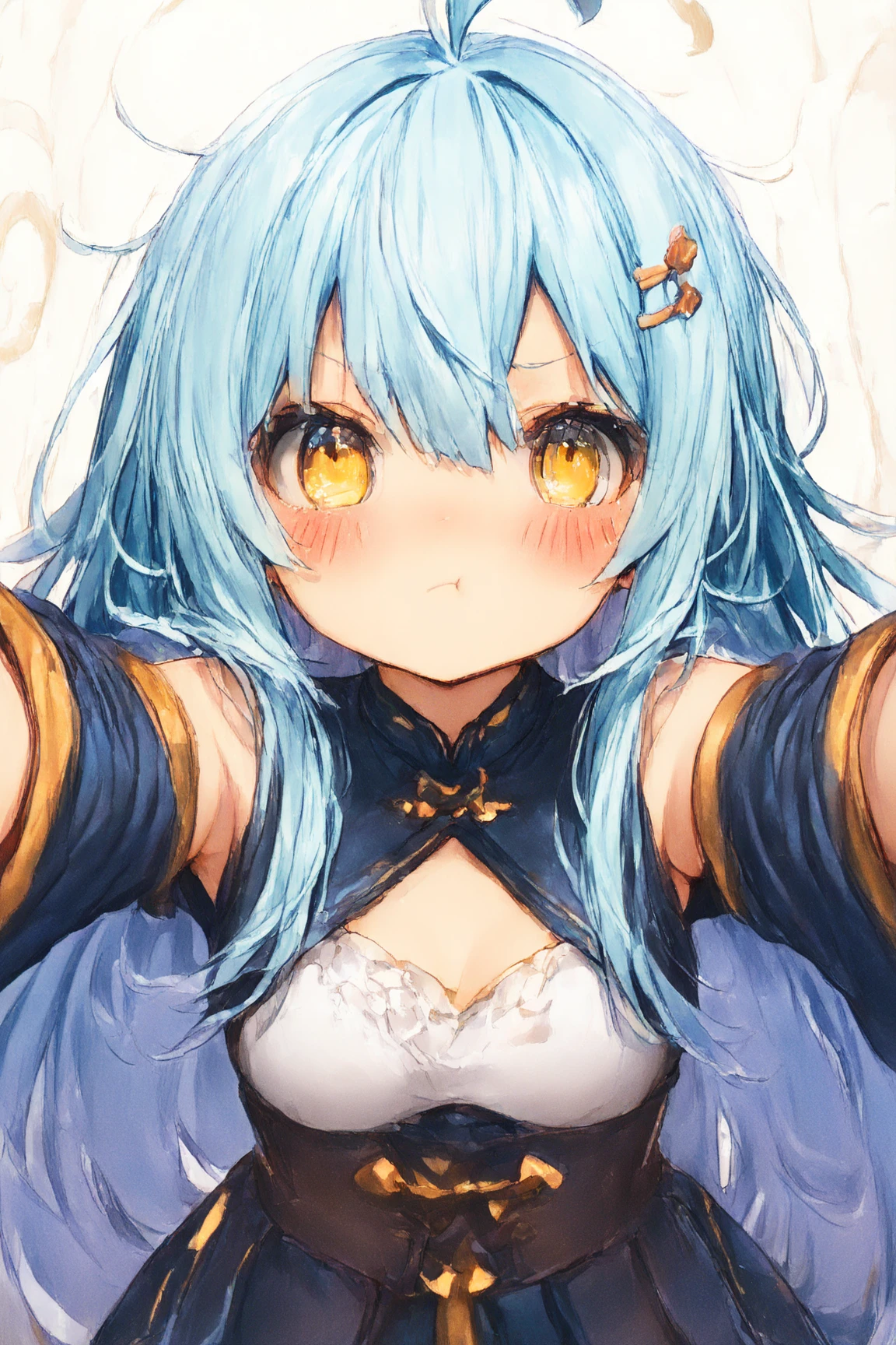 ((best quality)), ((masterpiece)), (detailed), perfect face The girl has long white domain blue hair with the boy has blonde hair 