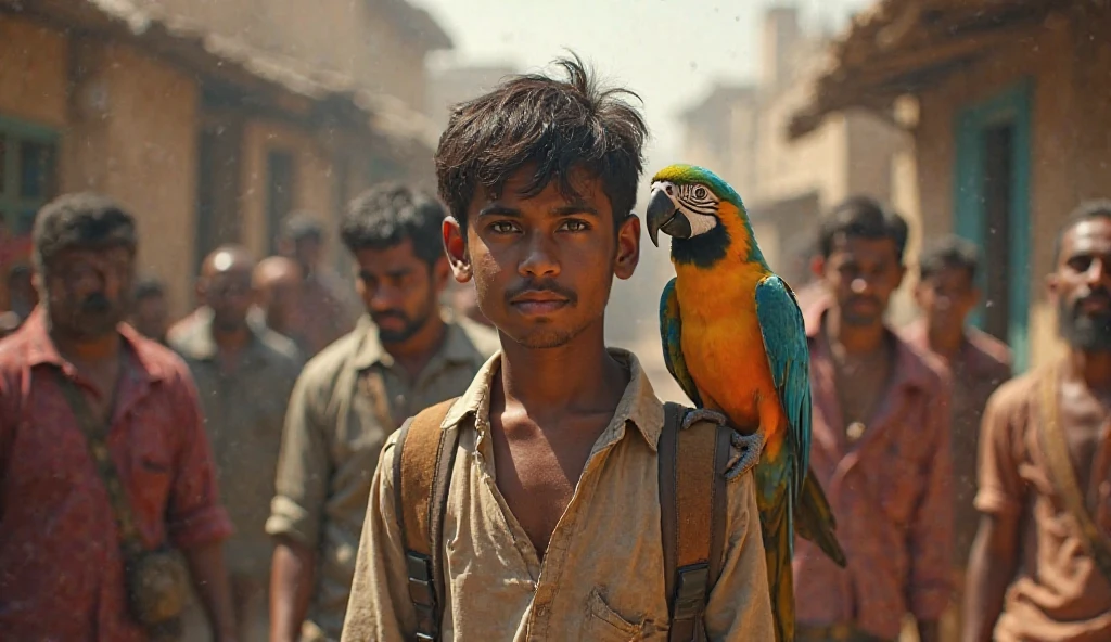 1000000 parrots are sitting on a boy