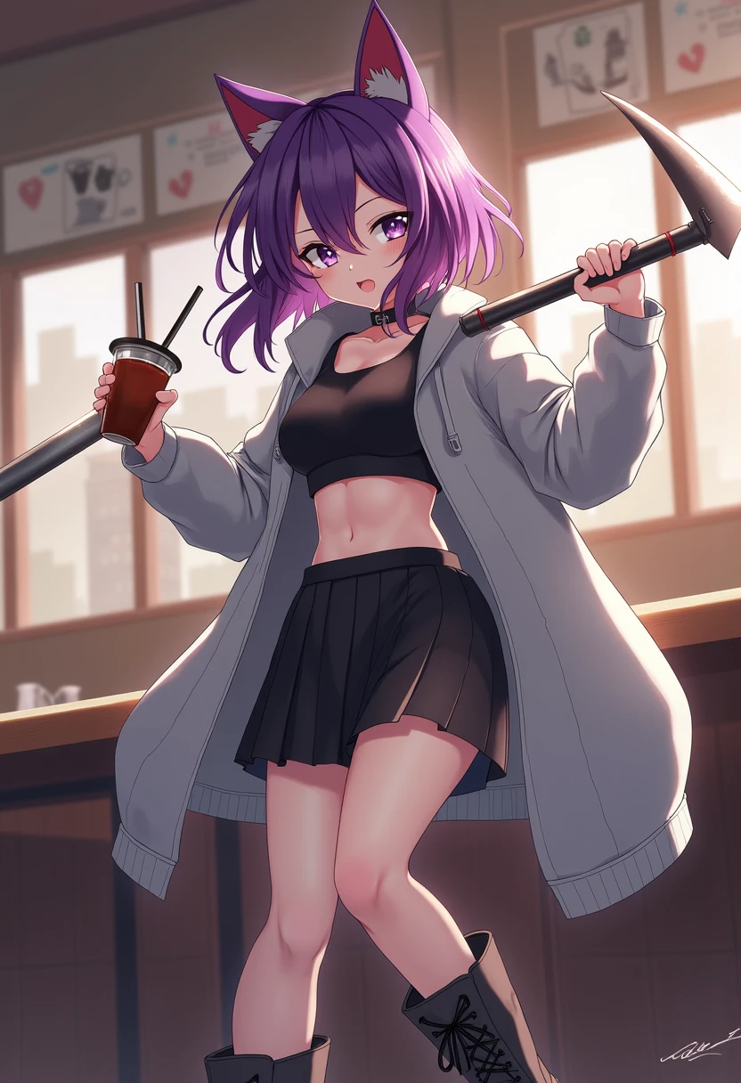 masterpiece,best qualtiy,1girl,popsicle,popsicle_licking,blush,tongue, purple hair, tank top