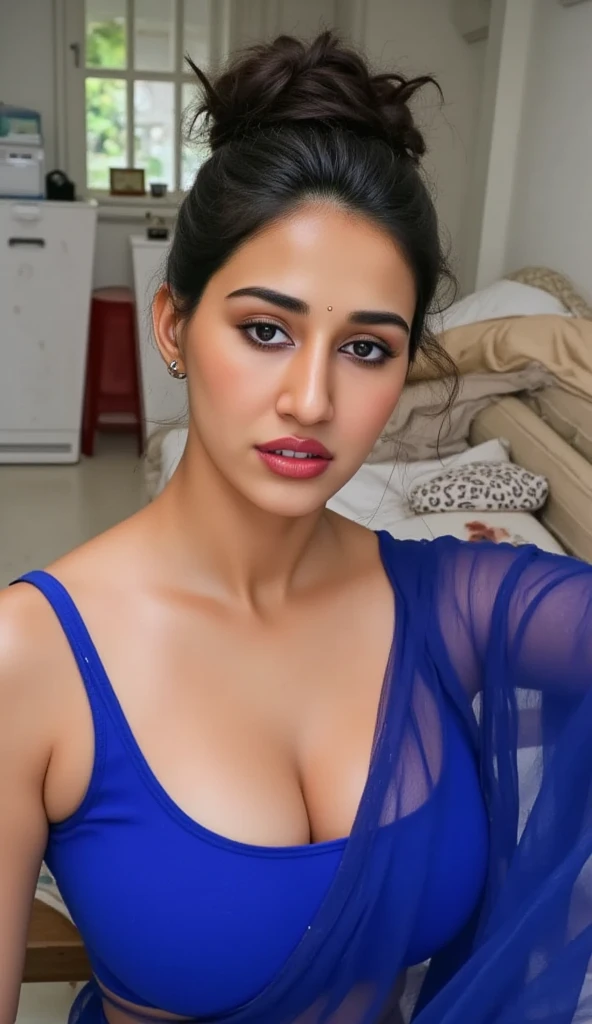 No makeup, Rashmika mandanna, ((free uncombed hair)),(selfie style), ((tall body)),(( looking at viewer)),((big cheeks)),30 year old woman,1woman,solo,breasts,(fleshy face),long hair,cleavage,navel,midriff,nico robin, bedroom ,
best quality,an extremely delicate and beautiful,CG,unity,8k wallpaper,Amazing,finely detail,extremely detailed CG unity 8k wallpaper,incredibly absurdres,huge filesize,ultra-detailed,highres,extremely detailed,beautiful detailed girl,realistic,broad fleshy body, ((perfect eyes nd eyebrow))