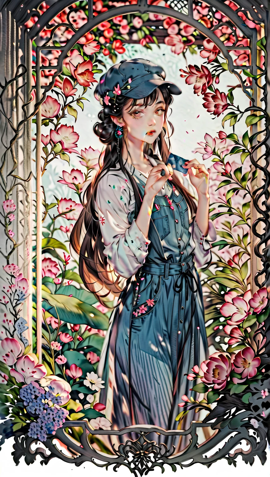 masterpiece，Basic Quality，realistically，official art，Very detailed，masterpiece，best quality，（Very detailed的CG统一8k壁纸），（best quality），（Best Illustration and Shadow），Very detailed的图片，（pure face_v1：0.7），（8k，best quality），A girl painted a watercolor flower painting on the wall，A woman painted a watercolor flower painting on the wall，Girl paints wall with brush, Paintings come to life, paintings on the wall, mural, art painting, The walls are being painted, The walls are being painted, watercolour painting style,4K drawing