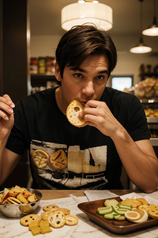 A boy eats berger