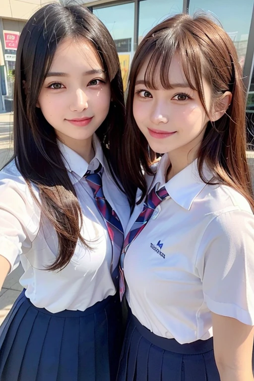 top-quality、Facial Focus、Soft light、(depth of fields)、超A high resolution、(Photorealsitic:1.4)、Raw photography、(above knee:1.4)、((bend one knee slightly))2 Japan girls、Two 20-year-old girls、Colossal tits、(full of shyness、cold smile:1.1)、(Brown-eyed)、detailed beautiful faces、(Cute hairstyle)、high-angle shot、Center view、Two arafe asian women in satin shimmies standing on city street、Phenomenally cute girl、japanaese girl、Wearing a lace slip shimmy、a hyperrealistic schoolgirl、a hyperrealistic schoolgirl、Schoolgirl Pose、full body Esbian、Nice skin、glistning skin、lovely thighs、glowing thigh、shining legs、Black high socks above the knee、High School in Japan 、乃木坂アイドル、韓国アイドル、Invite you inside、((Inviting eyes))