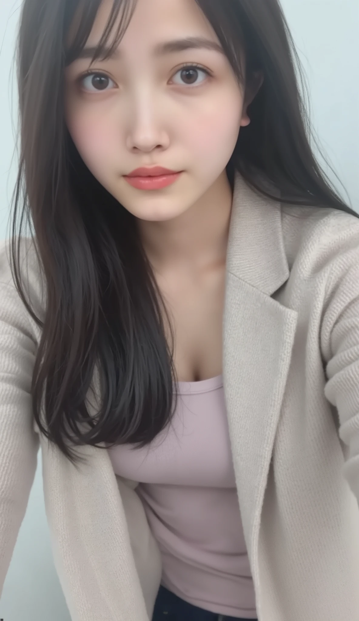 best quality, 8k, masterpiece, Ultra High Resolution, (photorealistic: 1.4), RAW photo, ( black hair 、Bright and long hair ), (wearing tanktop, micro skirts), (Tied at the waist:1.3), slim abs: 1.1,(Big breasts),solo, ((full body:1.7)), open breast, bare thigh, vurious pose, sensual body