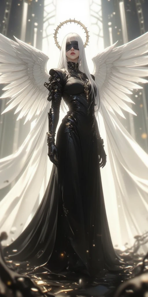 Create a 3D masterpiece of a vampire wearing white armor adorned with high-quality, detailed roses. The work must be of the best possible quality, with an emphasis on extreme detail and a complex composition. Use a color palette that includes the deep reds of the roses to contrast with the white armor. Make sure the composition exudes elegance and a sense of otherworldly beauty, with complex textures and lighting. Get inspired by artists like H.R. giger, ZBrushCentral e Vitaly Bulgarov