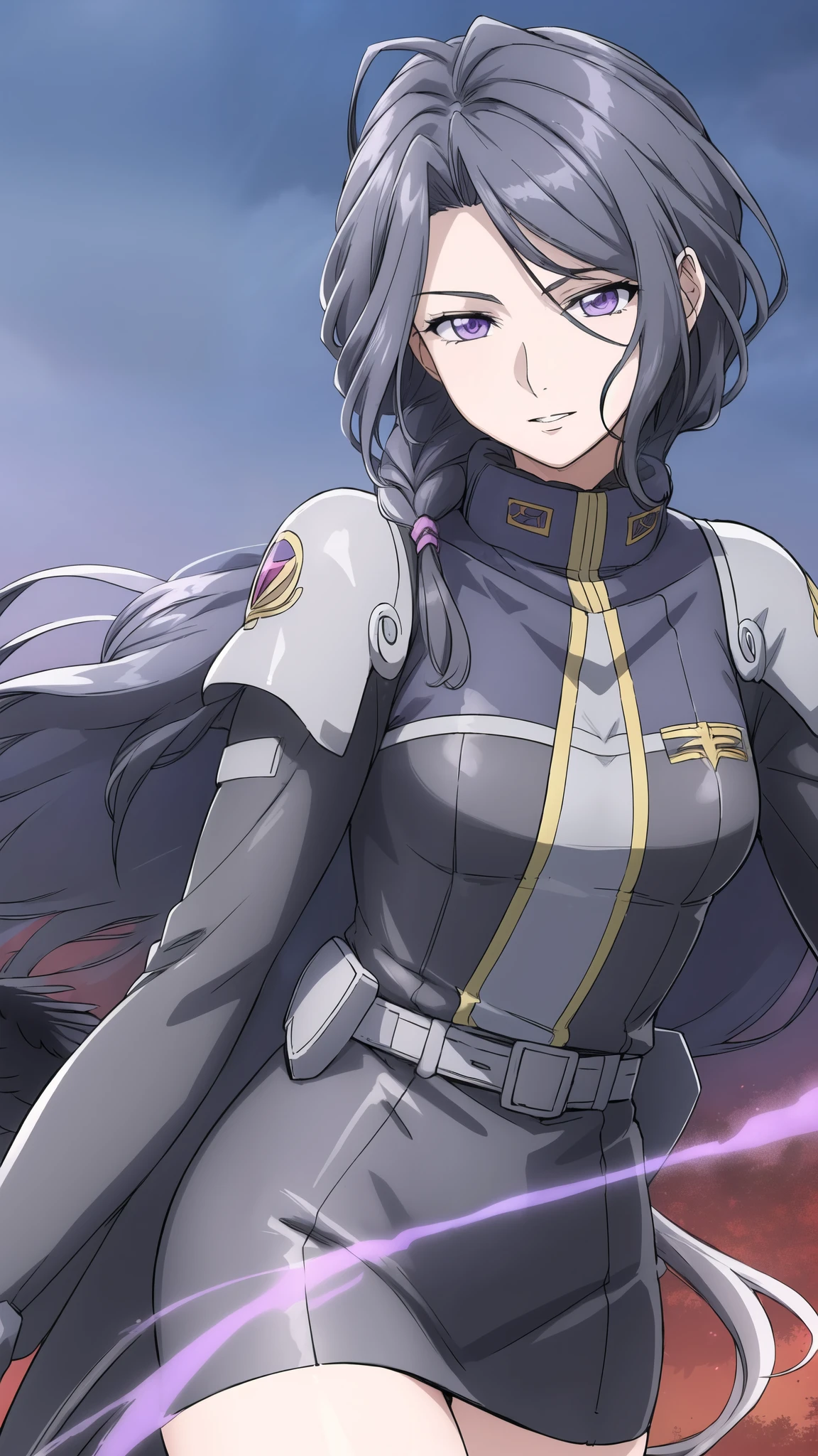 ( night:1.7), Japan, , View of the raven farm, Before the window, Standing in a firm position , manga, Detailed scene, detailed facial features, posture, expression, action, high quality, professional effect , Ambient Background , stage material effects, creation of atmosphere, lighting treatment, Portrait Style, illustration, 4k, ultra detailed black shirt, realistic, physical rendering, vivid colors, bokeh, , a beautiful 21-year-old girl named Raven Crow, is a vampire hashira, of the hunter corps. This character possesses the techniques of crow breathing and chaos magic, , besides being deeply in love with the Fire Pillar Kioyuro Rengoku; However, shown walking elegantly looking forward. Tiene una expression seria y gentil parecida a Shinobu kocho (small bright lavender eyes, long wavy black hair, lilac lipstick and pale skin). Her outfit is daring and modern, consists of a plain dark Haori, at the edge of the Haori has an engraving of crow feathers, Her uniform consists of dark stockings, , a short gray skirt with crow accessories and a type of dark jacket with wide sleeves. Although a gentleness stands out, her appearance is powerful, this also highlights her intimidating and terrifying nature.