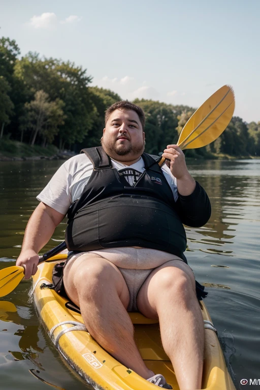 ((highest quality)), ((masterpiece)), (detailed), (Perfect Face), 4k, Shaved head, Young Japanese, Muscular, Fat body, Very big man, smile, white small swimsuit, Well-groomed fat face, naked, have power, Sitting with legs spread very wide, Highlights very thick thighs, Raising his armanly chest, topless, Pink nipples, Thick arms, Thick neck, Emphasizes a very large swimsuit bulge, Pale skin, Emphasize the lower body, Front facing shot, Very thick thighs, round face, plump, fat, Raise your thighs high, Forehead is narrow, male eye